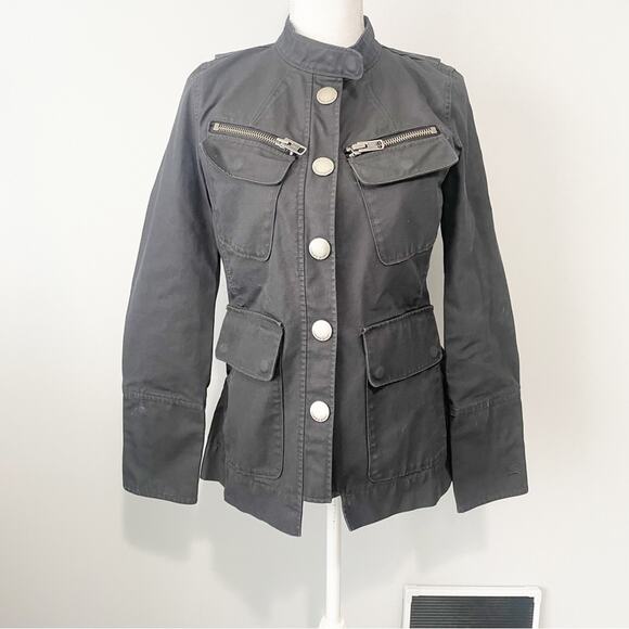Tommy Hilfiger black utility jacket denim zippers military Tommy jeans medium - Picture 1 of 10